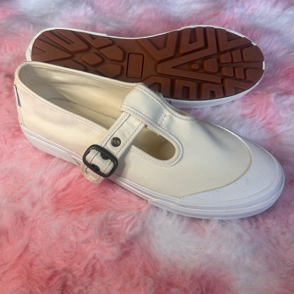 Canvas Mary Jane Slip-On Sneakers in Off-White